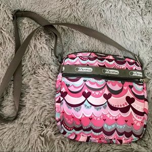LeSportsac pink grey zippered crossbody side bag